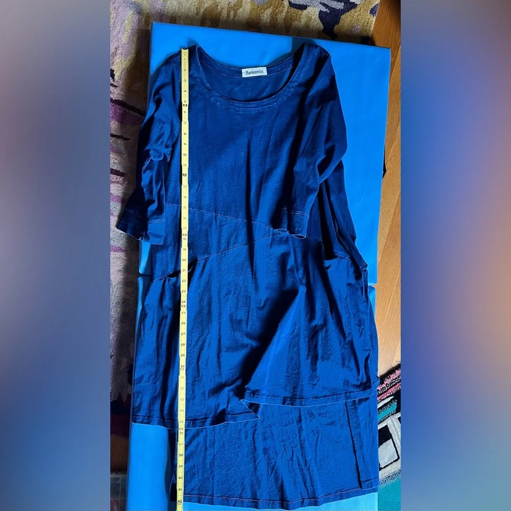 Boho Artist-style High-low Tunic Casual Dress M Navy - Picture 5 of 6